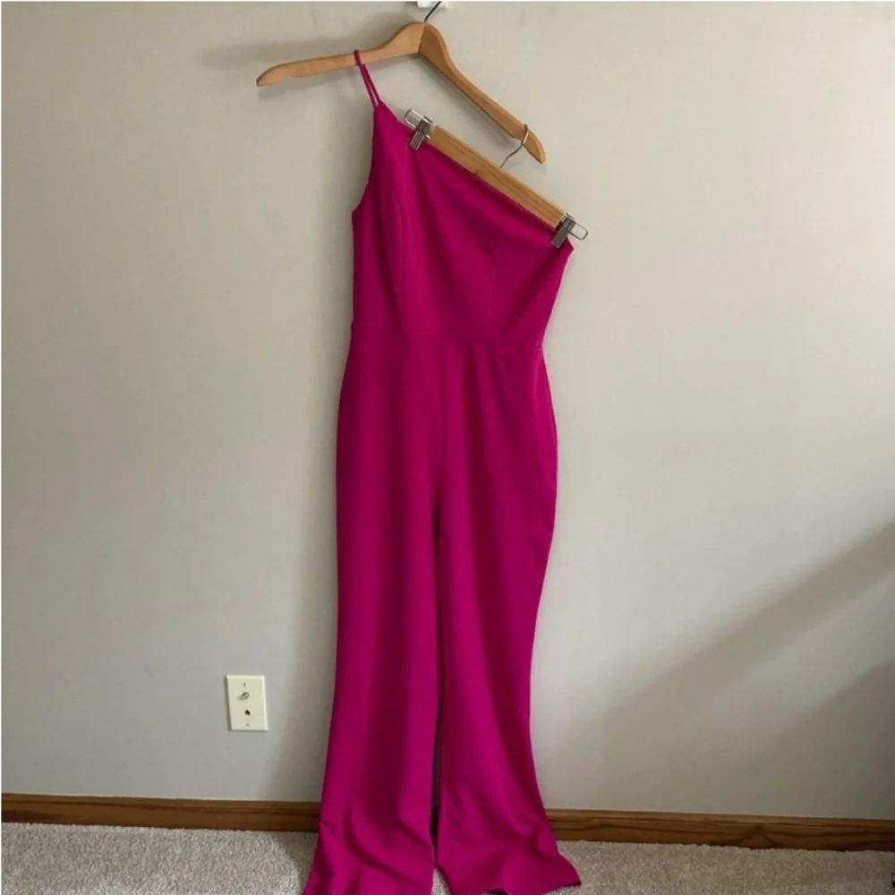 Crystal Sky Vibrant Pink One-Shoulder Jumpsuit, Women’s Size Medium - Picture 5 of 8